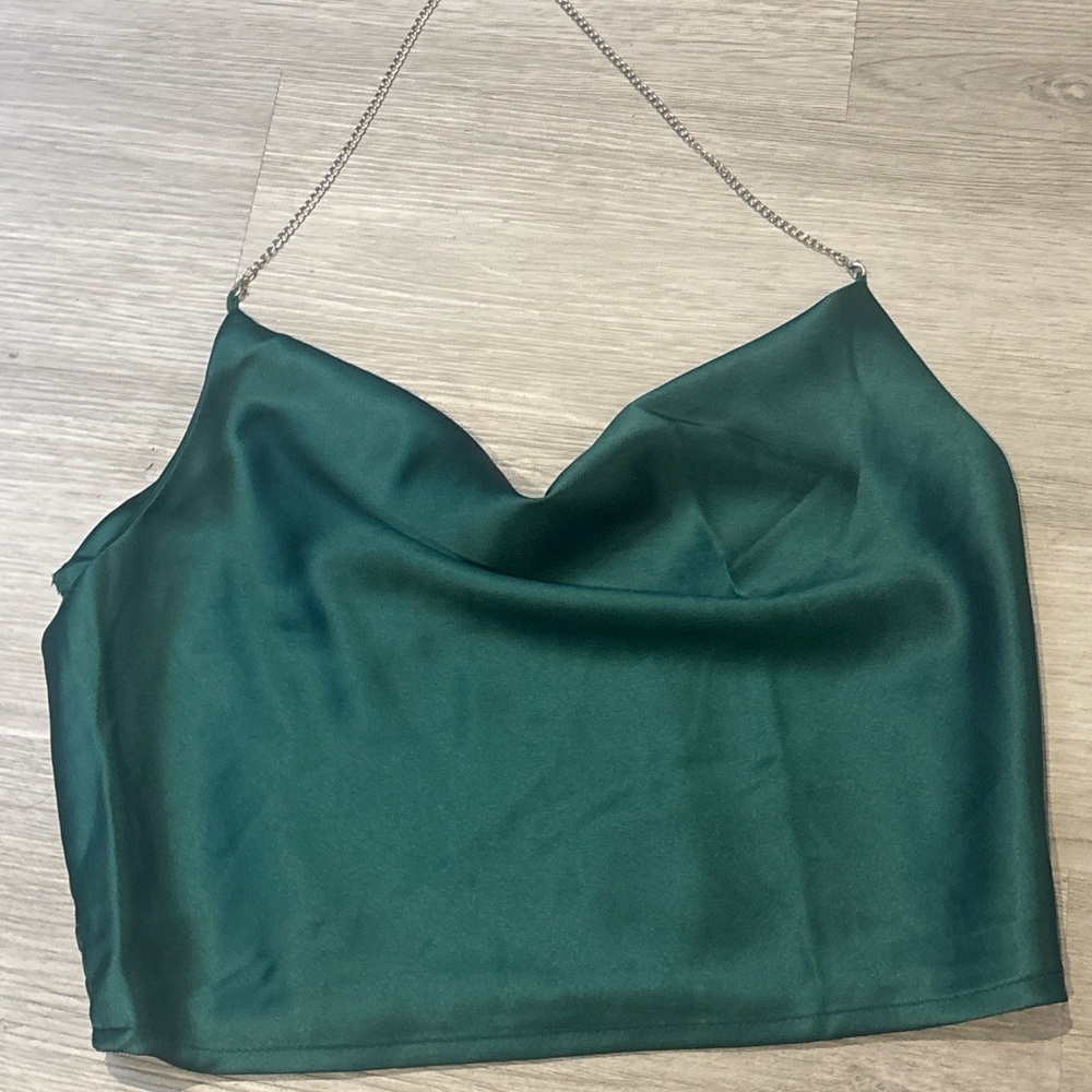 Elegant Green Satin Women's Top 1079